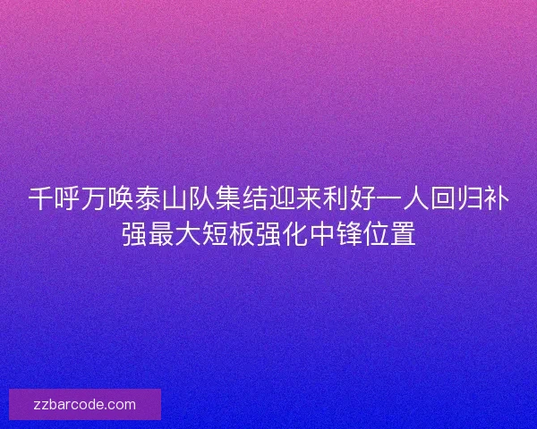 千呼万唤泰山队集结迎来利好一人回归补强最大短板强化中锋位置